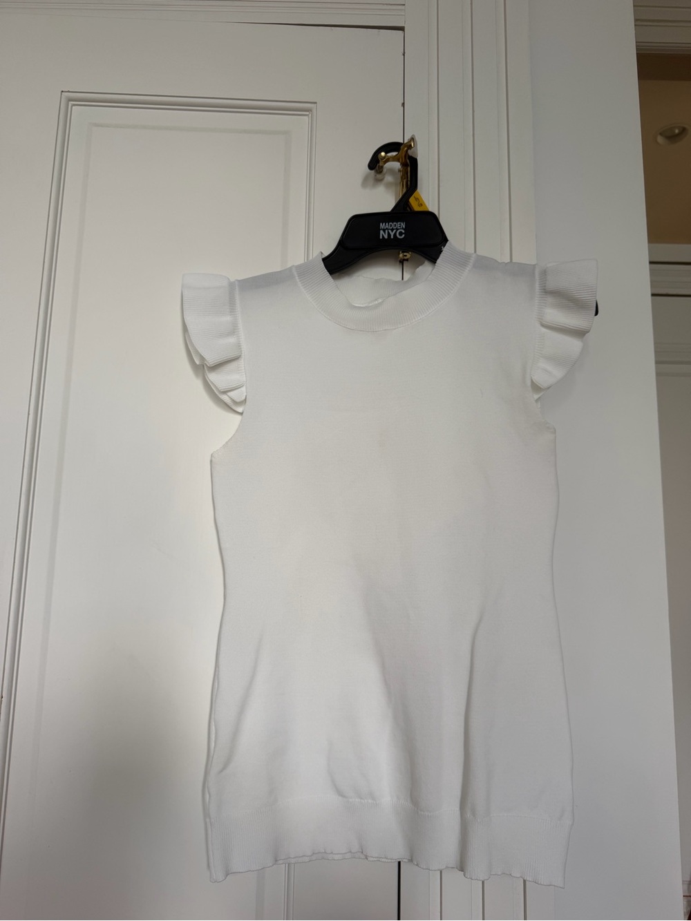 White Ruffle Sleeve Top